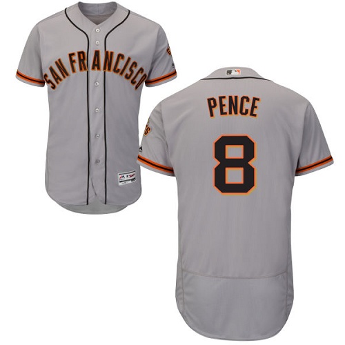 Giants #8 Hunter Pence Grey Flexbase Authentic Collection Road Stitched MLB Jersey